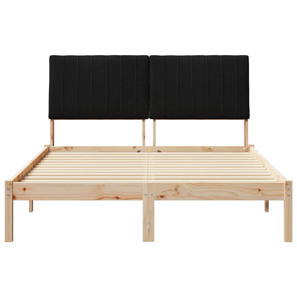 Bettrahmen mit Kopfteil Braun 135 x 190 cm Massives Kiefernholz