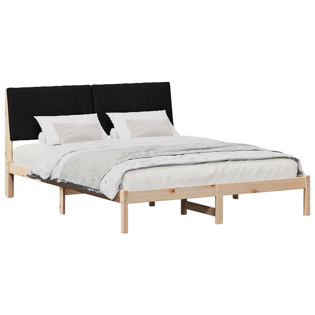 Bettrahmen mit Kopfteil Braun 135 x 190 cm Massives Kiefernholz