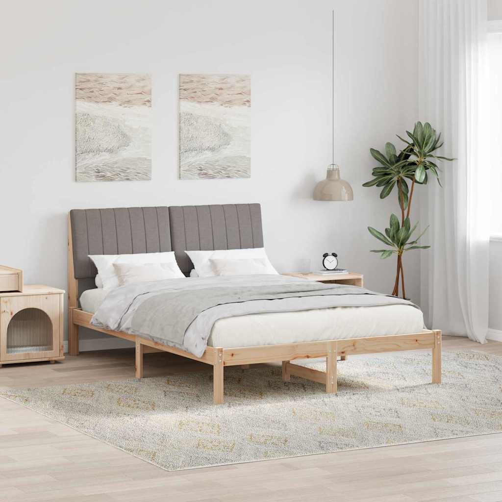 Bettrahmen mit Kopfteil Braun 135 x 190 cm Massives Kiefernholz