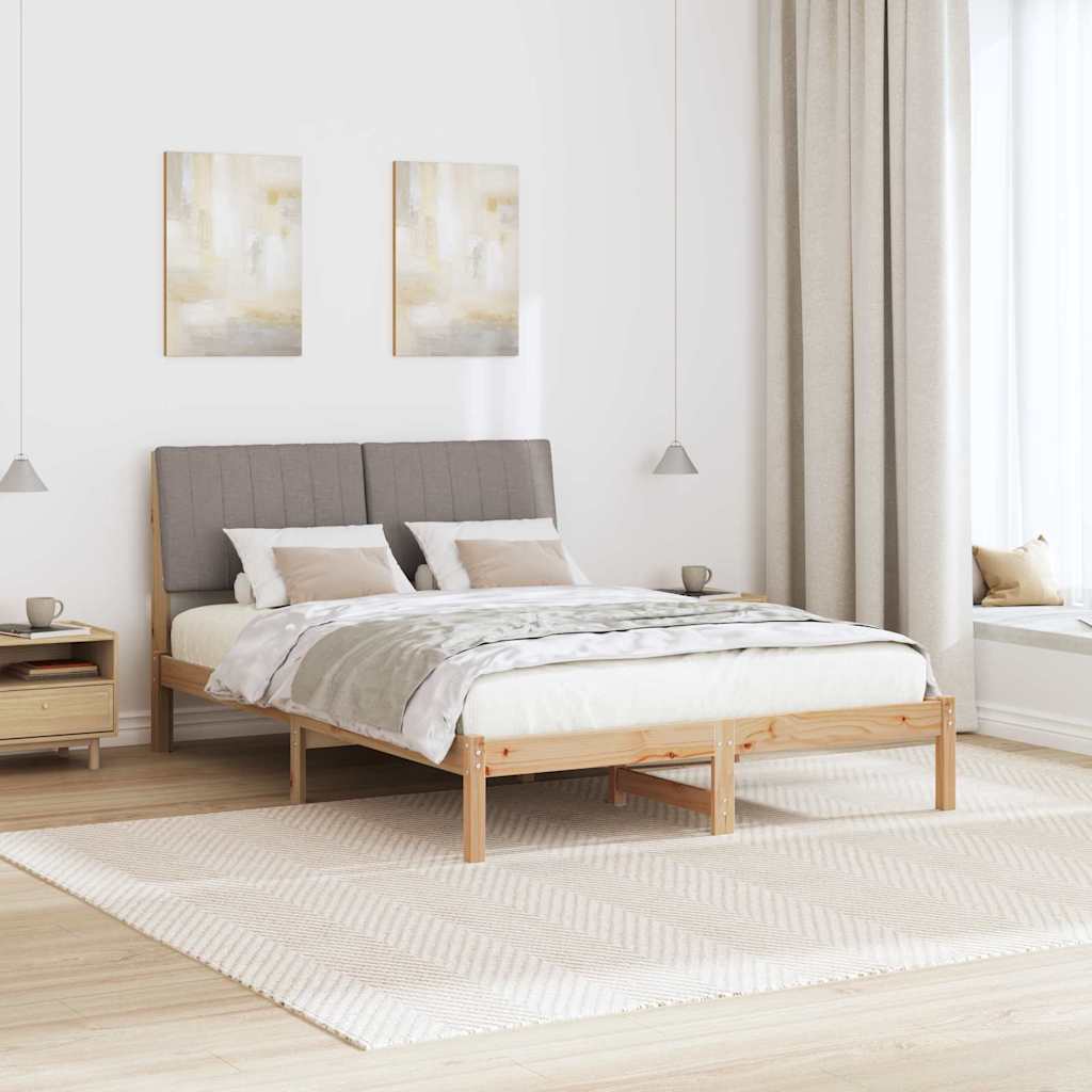 Bettrahmen mit Kopfteil Braun 135 x 190 cm Massives Kiefernholz