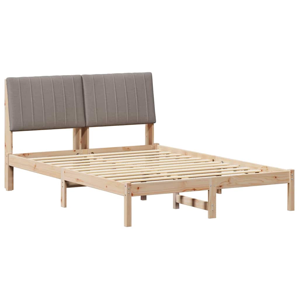 Bettrahmen mit Kopfteil Braun 135 x 190 cm Massives Kiefernholz