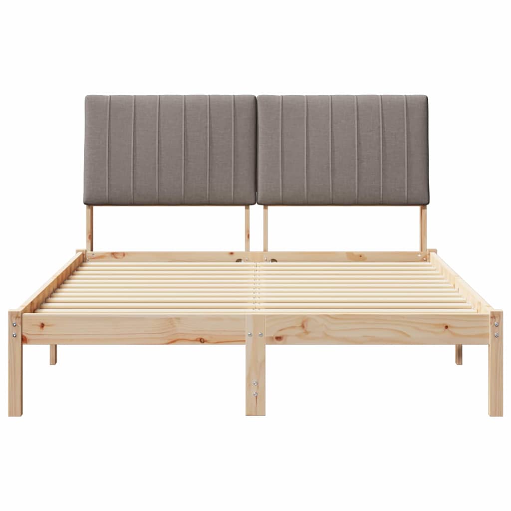 Bettrahmen mit Kopfteil Braun 135 x 190 cm Massives Kiefernholz