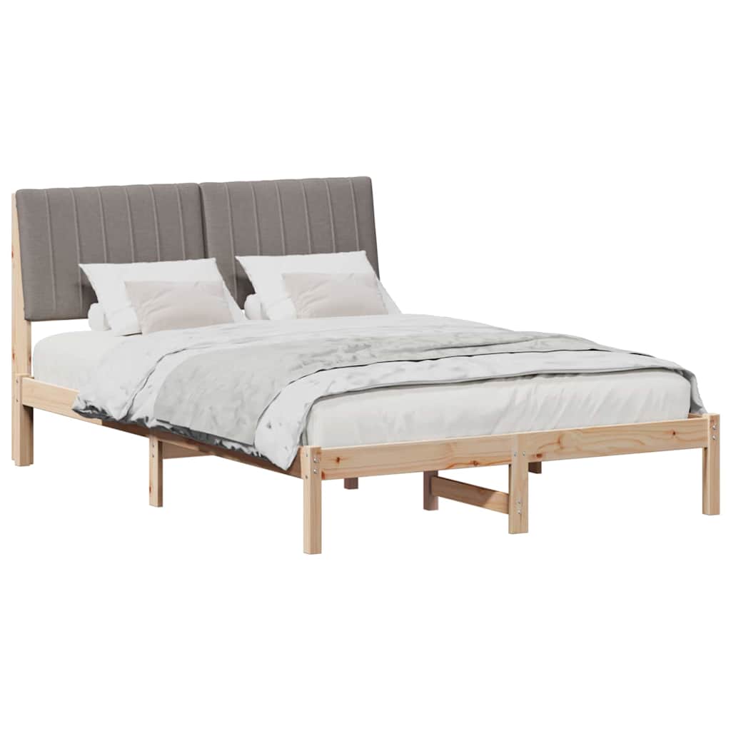 Bettrahmen mit Kopfteil Braun 135 x 190 cm Massives Kiefernholz