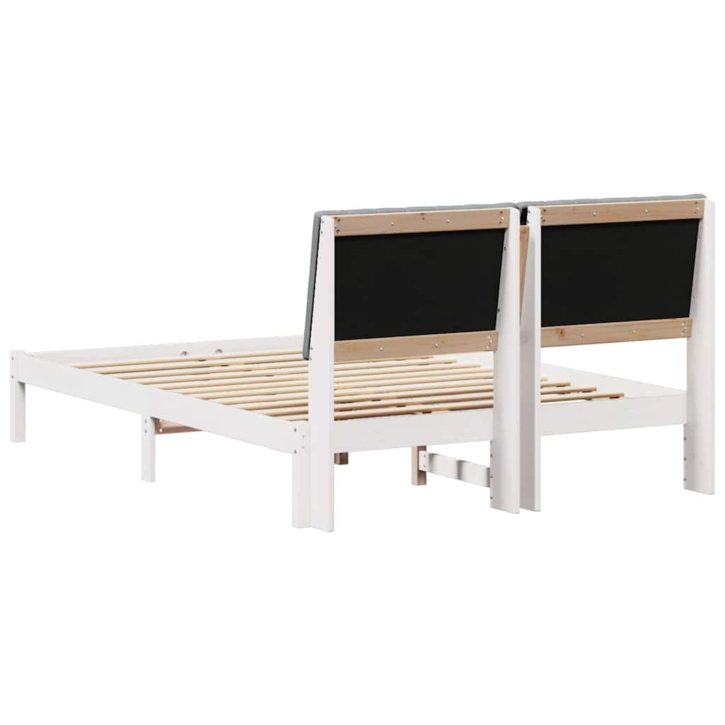 Bettrahmen mit Kopfteil Weiß 135 x 190 cm Massives Kiefernholz