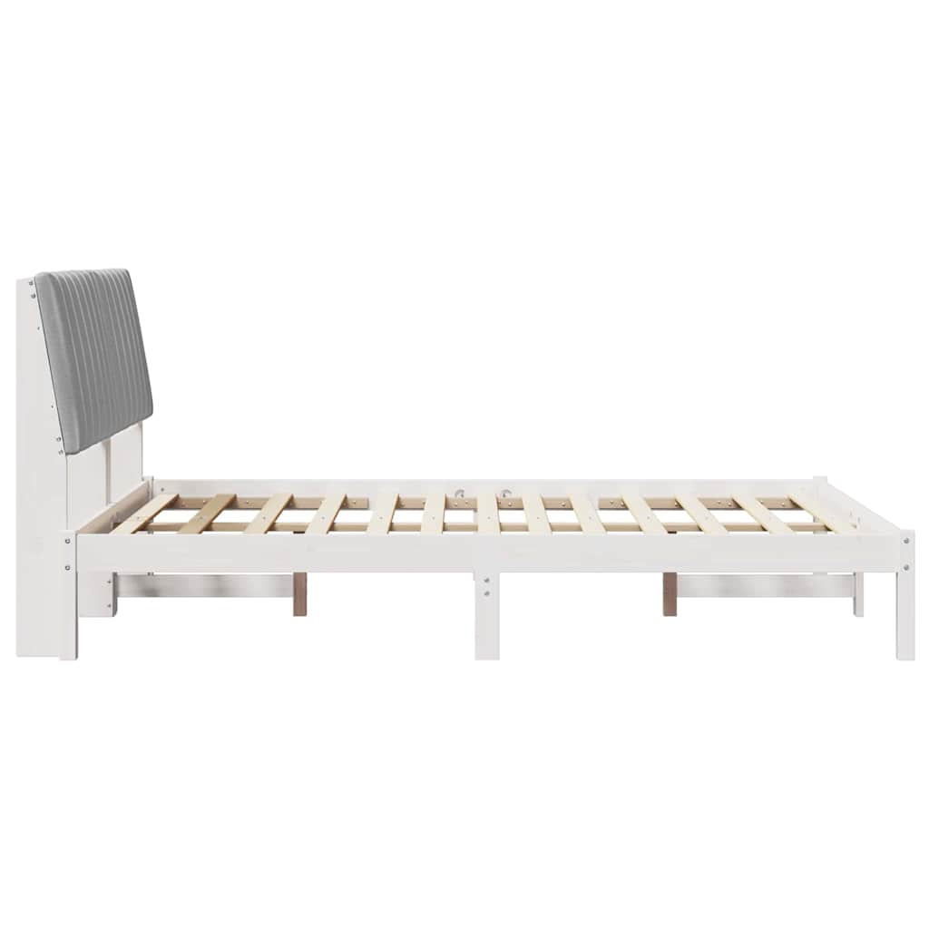Bettrahmen mit Kopfteil Weiß 135 x 190 cm Massives Kiefernholz