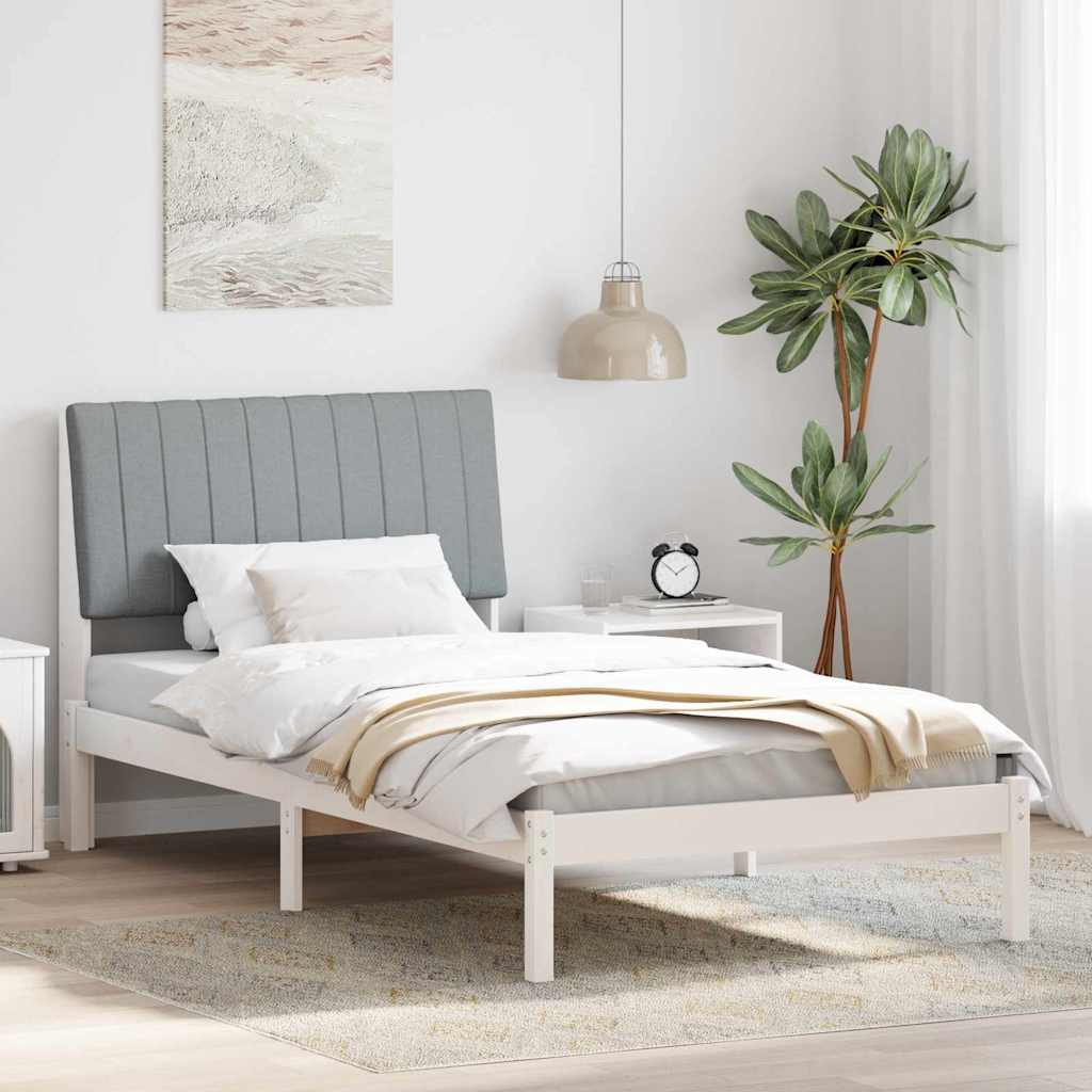 Bettrahmen mit Kopfteil Weiß 100 x 200 cm Massives Kiefernholz