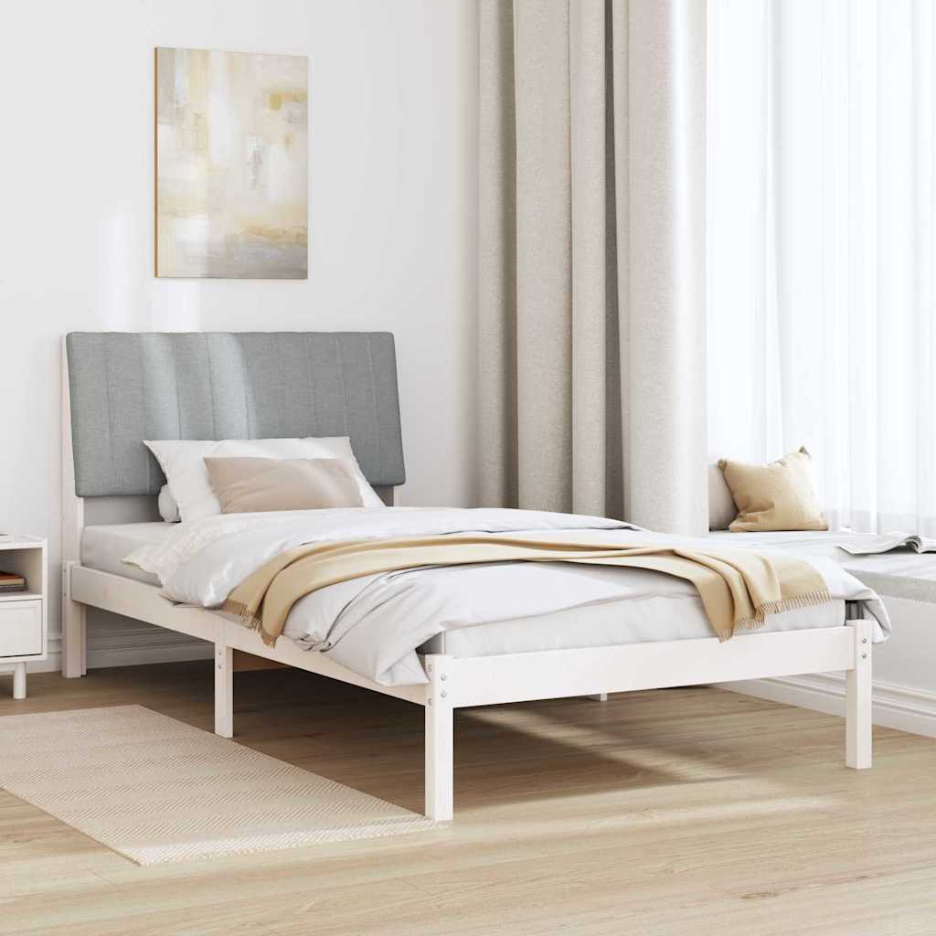 Bettrahmen mit Kopfteil Weiß 100 x 200 cm Massives Kiefernholz