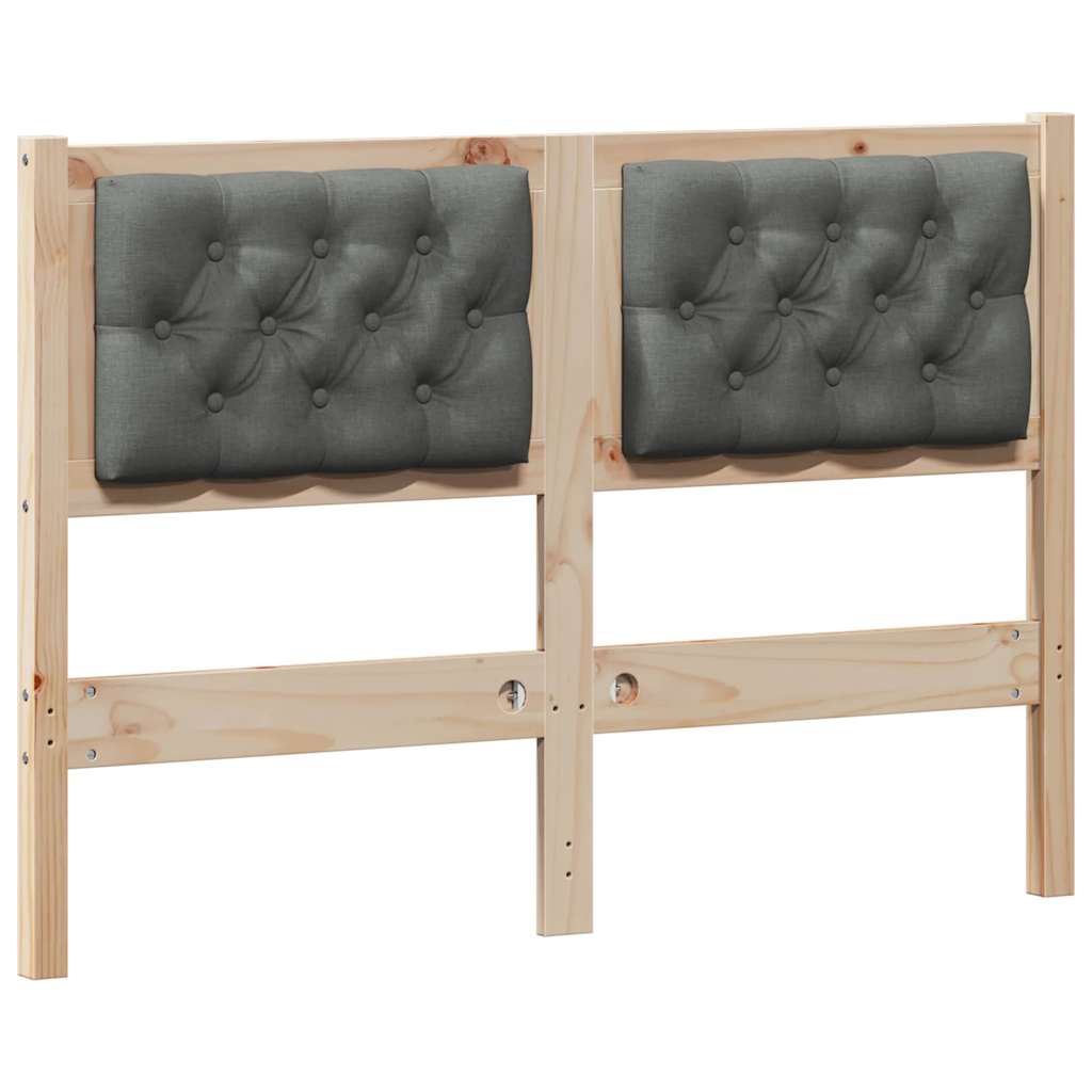 Kopfteil Braun und Dunkelgrau 135 cm Massivholz Kiefer
