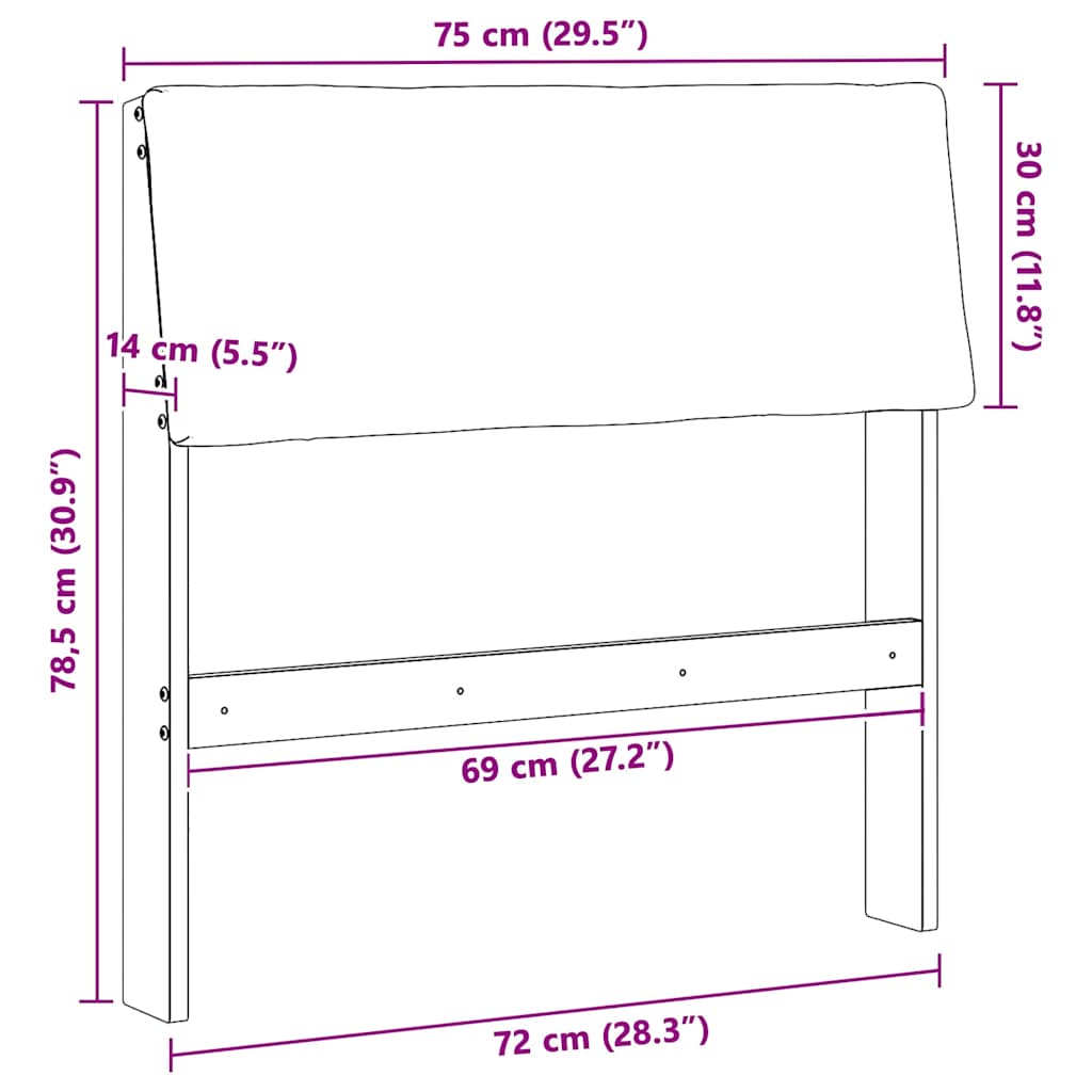 Gepolstertes Kopfteil Taupe 75 cm Massives Kiefernholz