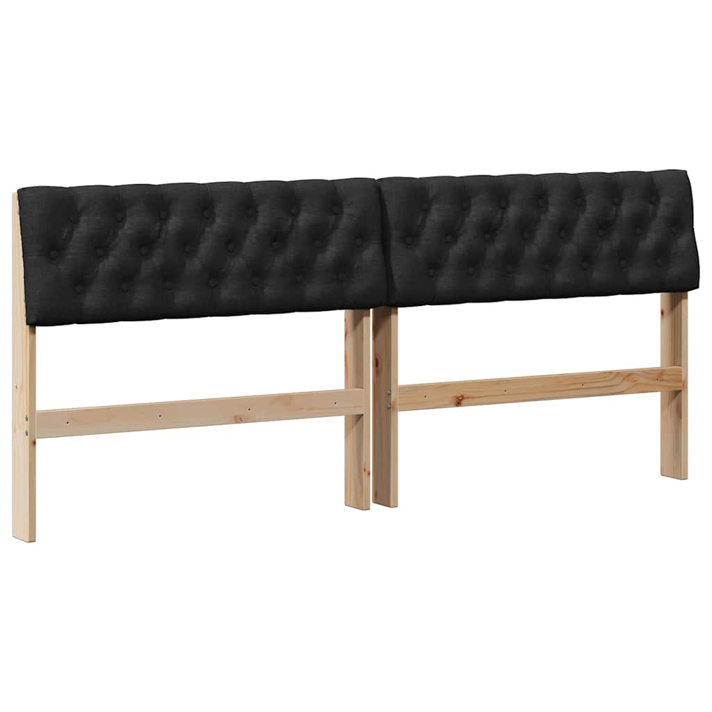 Gepolstertes Kopfteil Schwarz 180 cm Massives Kiefernholz