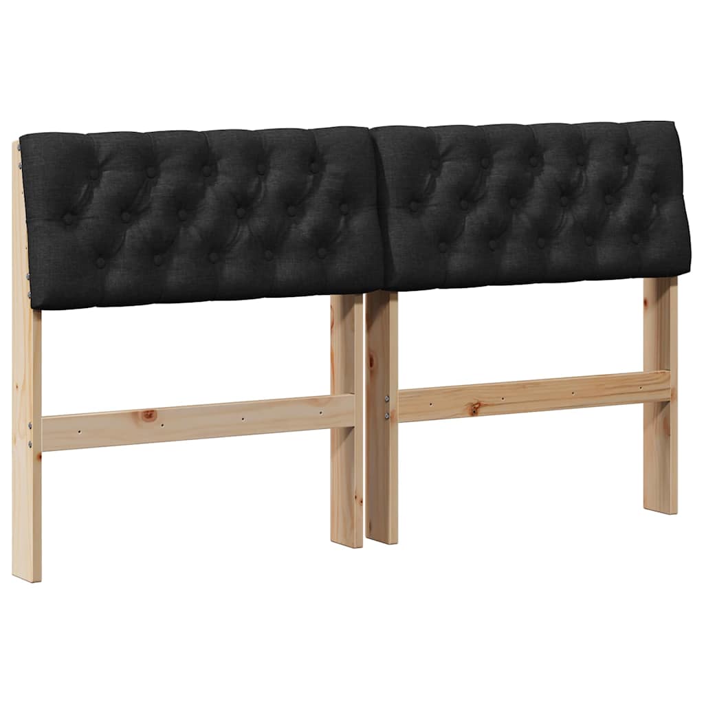 Gepolstertes Kopfteil Schwarz 140 cm Massives Kiefernholz
