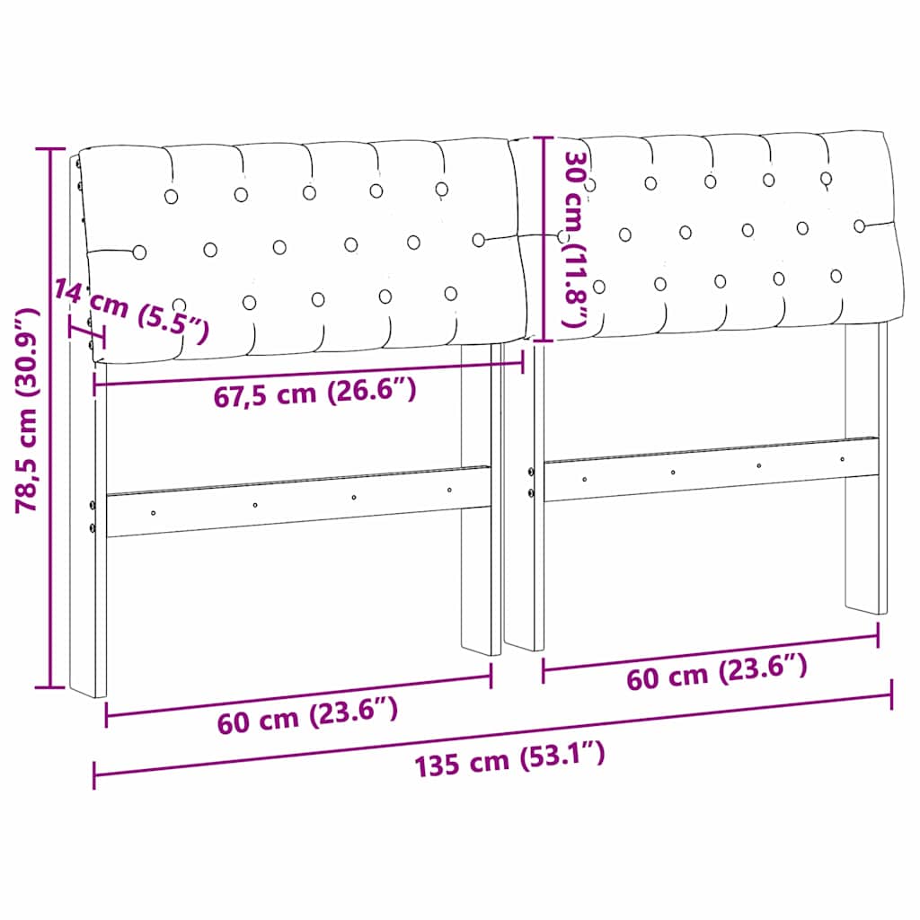 Gepolstertes Kopfteil Taupe 135 cm Massives Kiefernholz