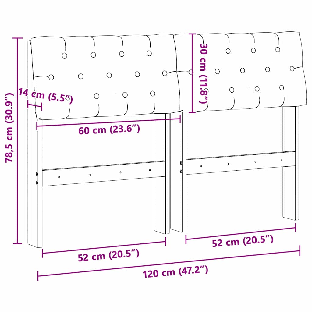 Gepolstertes Kopfteil Dunkelgrau 120 cm Massives Kiefernholz