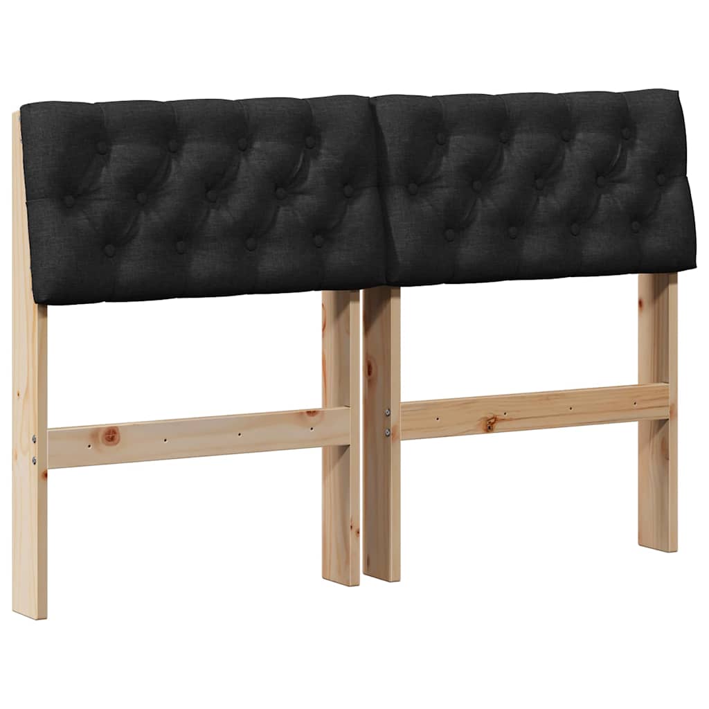 Gepolstertes Kopfteil Schwarz 120 cm Massives Kiefernholz