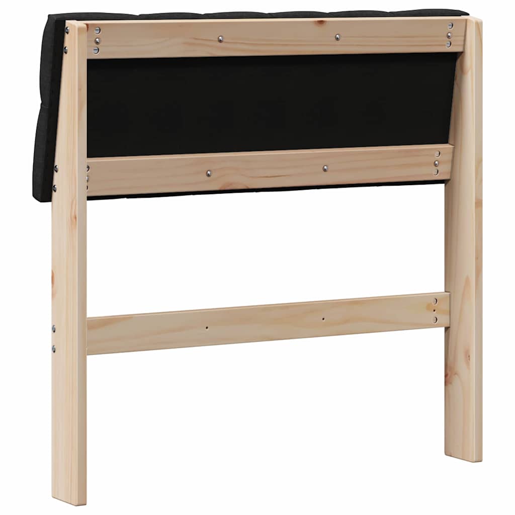 Gepolstertes Kopfteil Schwarz 75 cm Massives Kiefernholz
