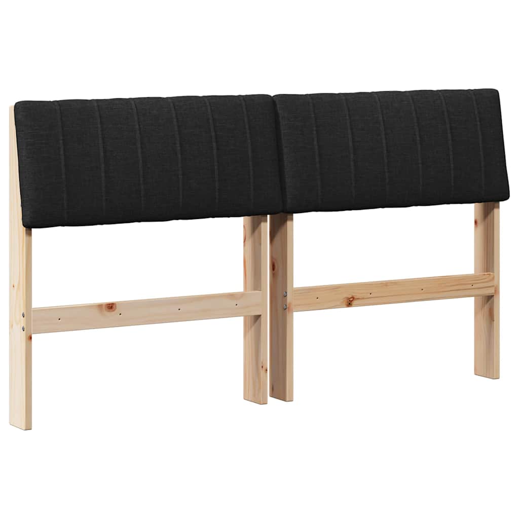 Gepolstertes Kopfteil Schwarz 140 cm Massives Kiefernholz