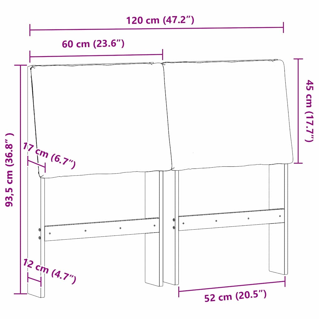 Gepolstertes Kopfteil Taupe 120 cm Massives Kiefernholz