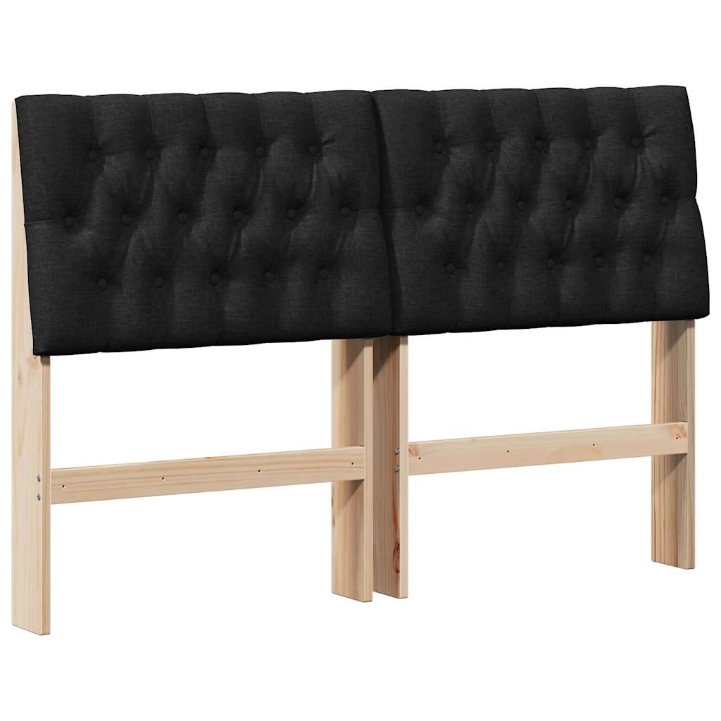 Gepolstertes Kopfteil Schwarz 150 cm Massives Kiefernholz