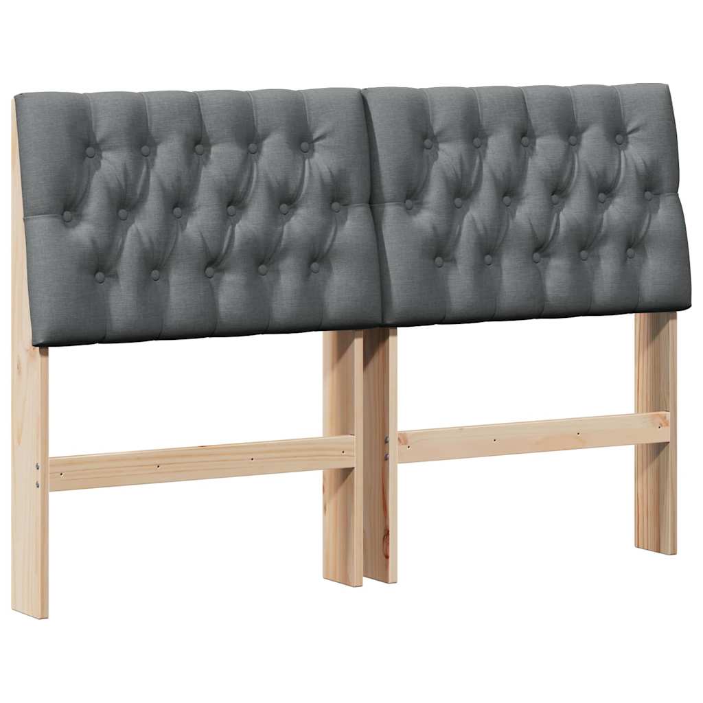 Gepolstertes Kopfteil Dunkelgrau 135 cm Massives Kiefernholz