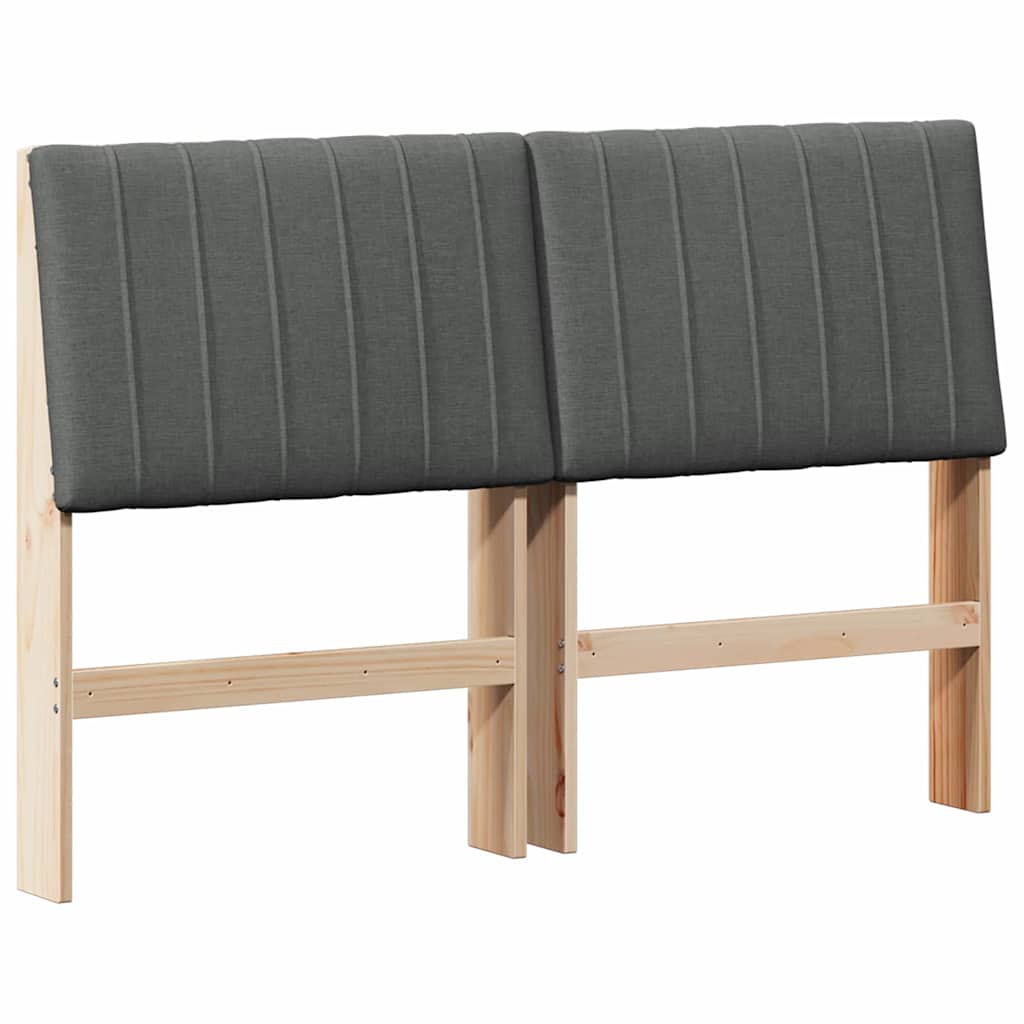 Gepolstertes Kopfteil Dunkelgrau 135 cm Massives Kiefernholz