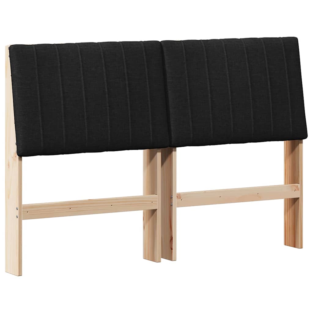 Gepolstertes Kopfteil Schwarz 135 cm Massives Kiefernholz