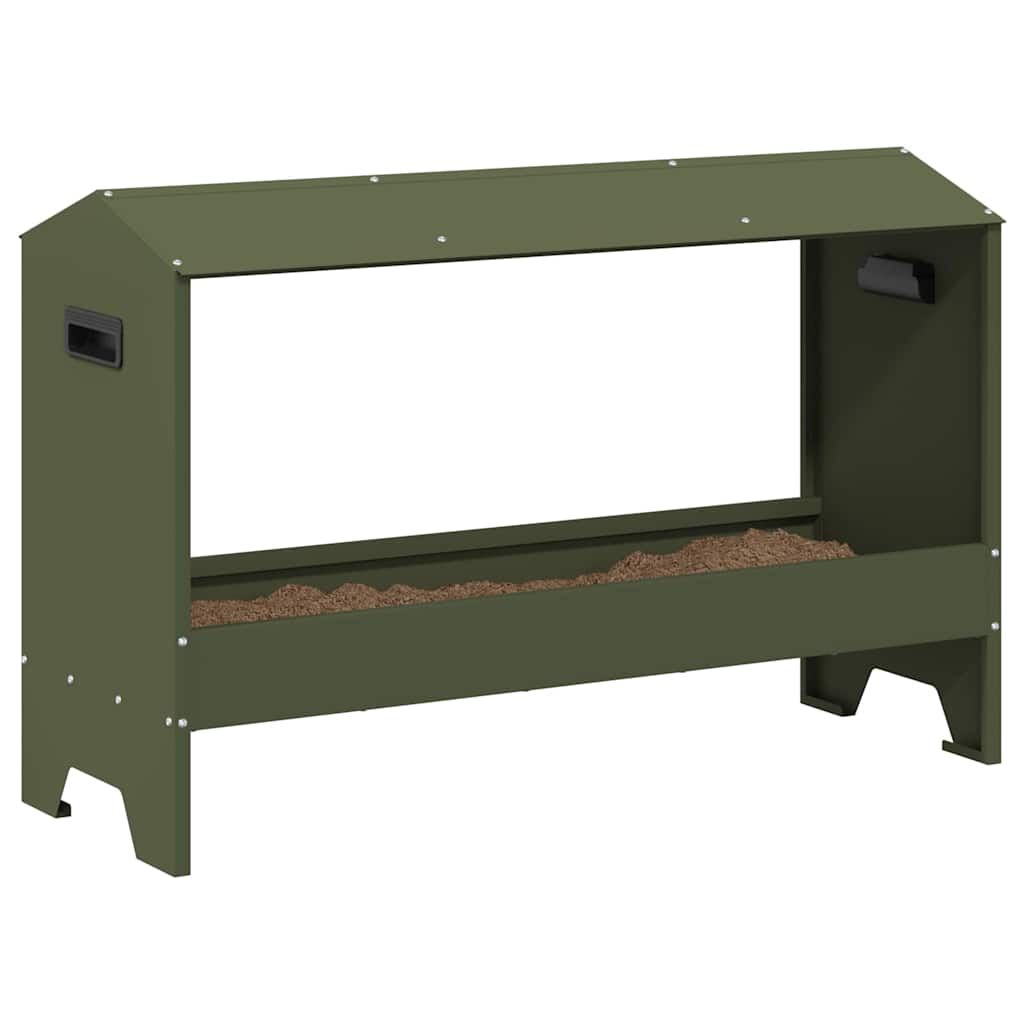 Hühnerfütterungsrinne Olive Grün 81 x 32 x 53,5 cm