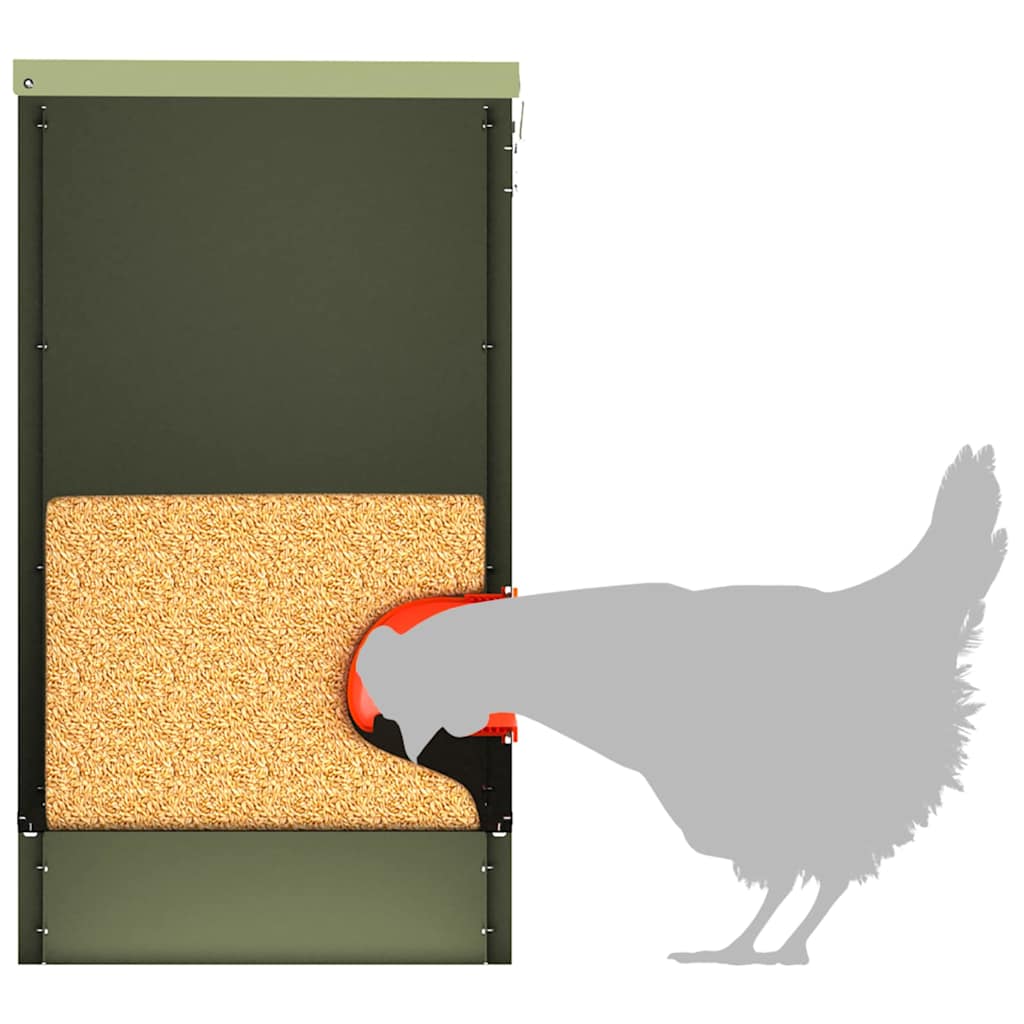 Hühnerfütterer Olive Grün 60,5 x 29 x 51 cm Kaltgewalzter Stahl