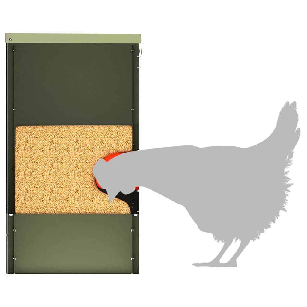 Hühnerfütterer Olive Grün 40,5 x 25 x 38 cm Kaltgewalzter Stahl