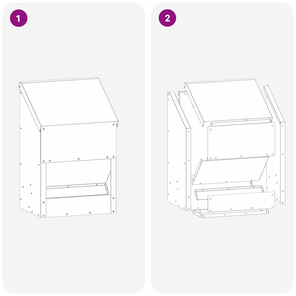 Hühnerfütterer Schwarz 21 x 16 x 33 cm Kaltgewalzter Stahl