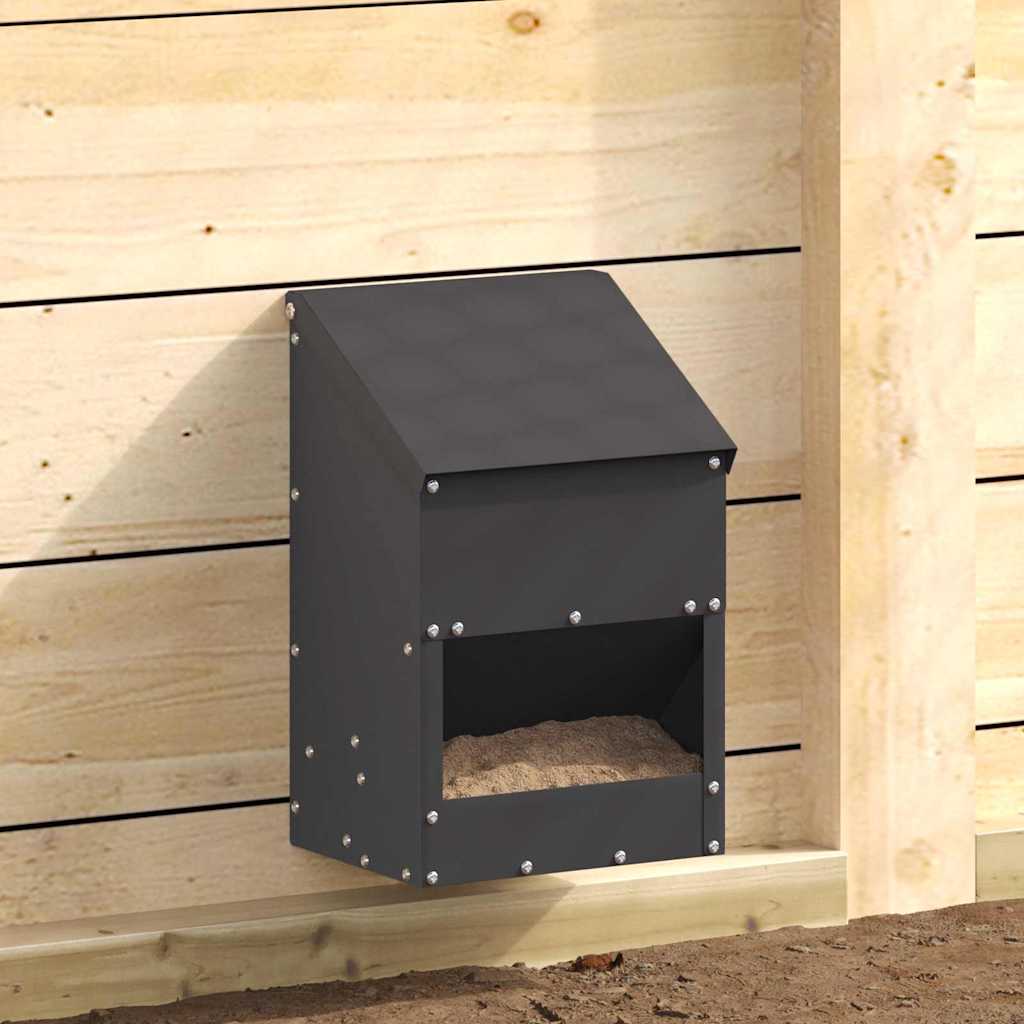 Hühnerfütterer Schwarz 21 x 16 x 33 cm Kaltgewalzter Stahl