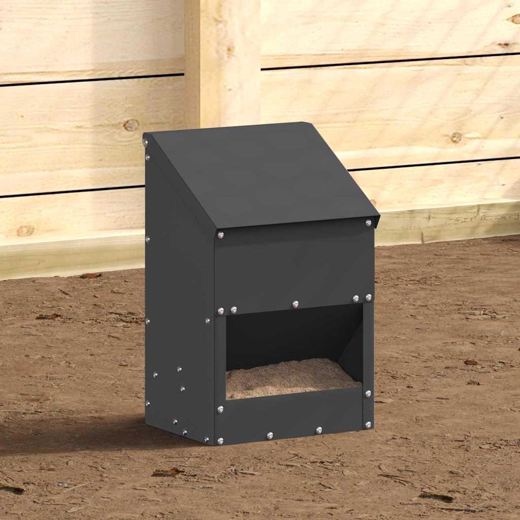 Hühnerfütterer Schwarz 21 x 16 x 33 cm Kaltgewalzter Stahl