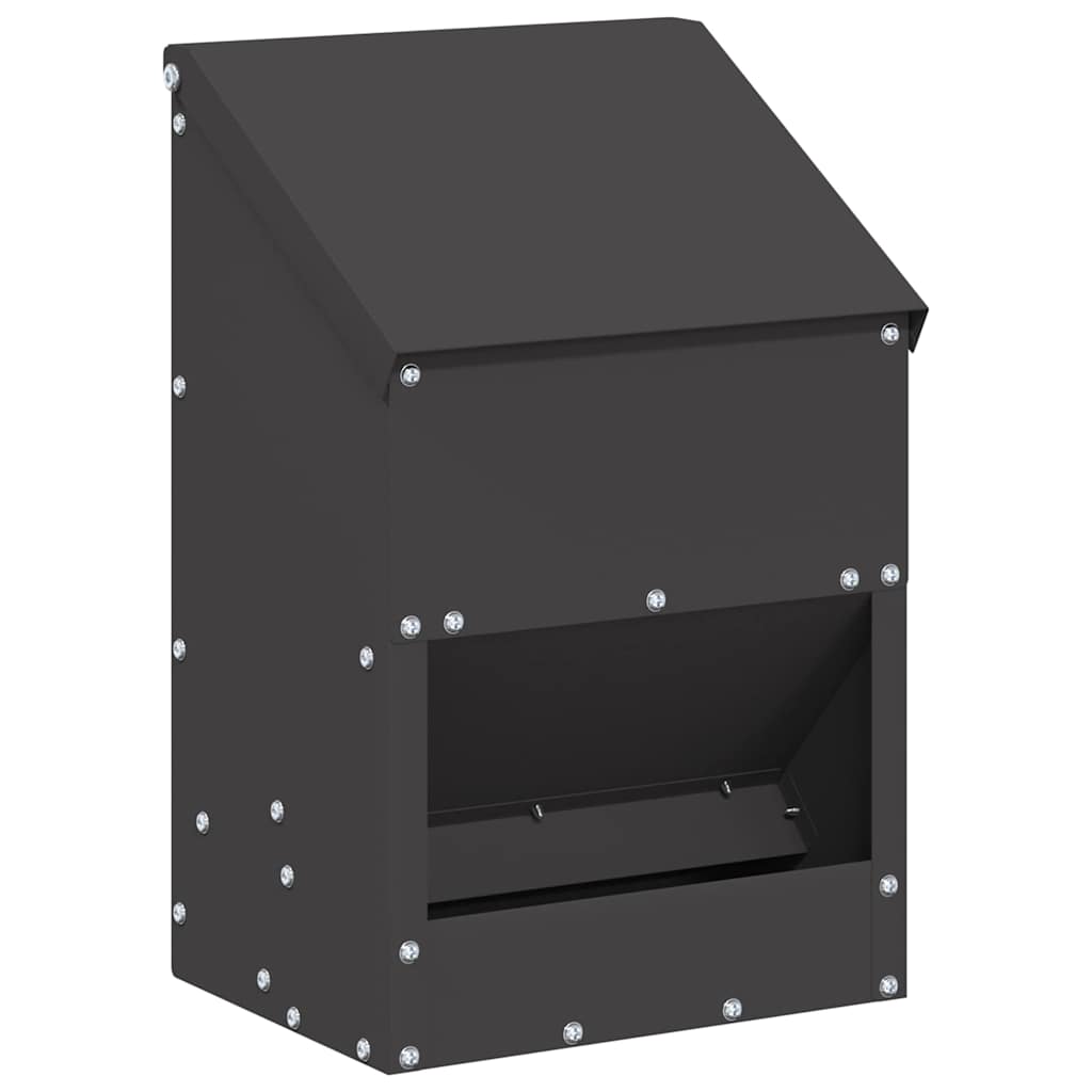 Hühnerfütterer Schwarz 21 x 16 x 33 cm Kaltgewalzter Stahl