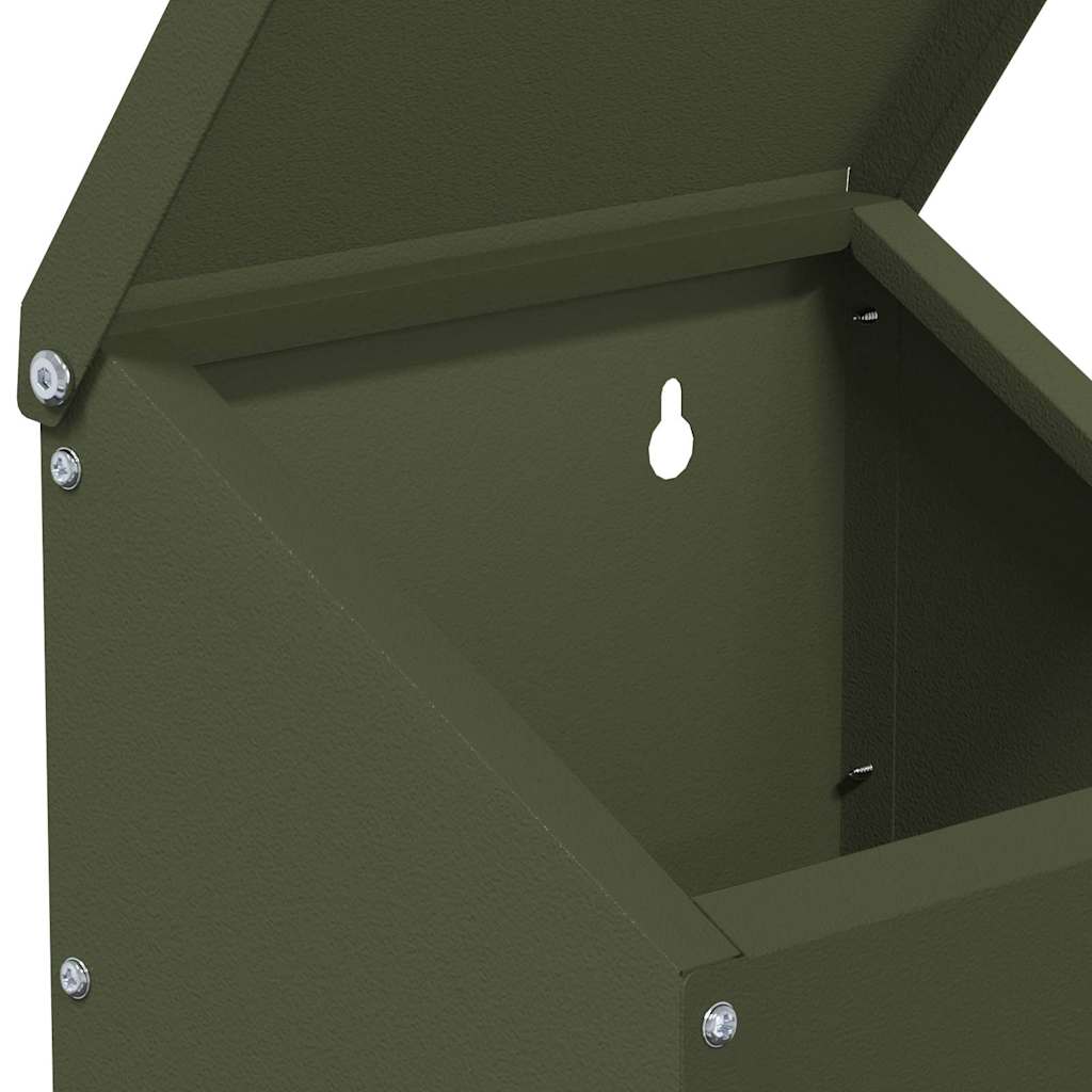 Hühnerfütterer Olive Grün 21 x 16 x 33 cm Kaltgewalzter Stahl