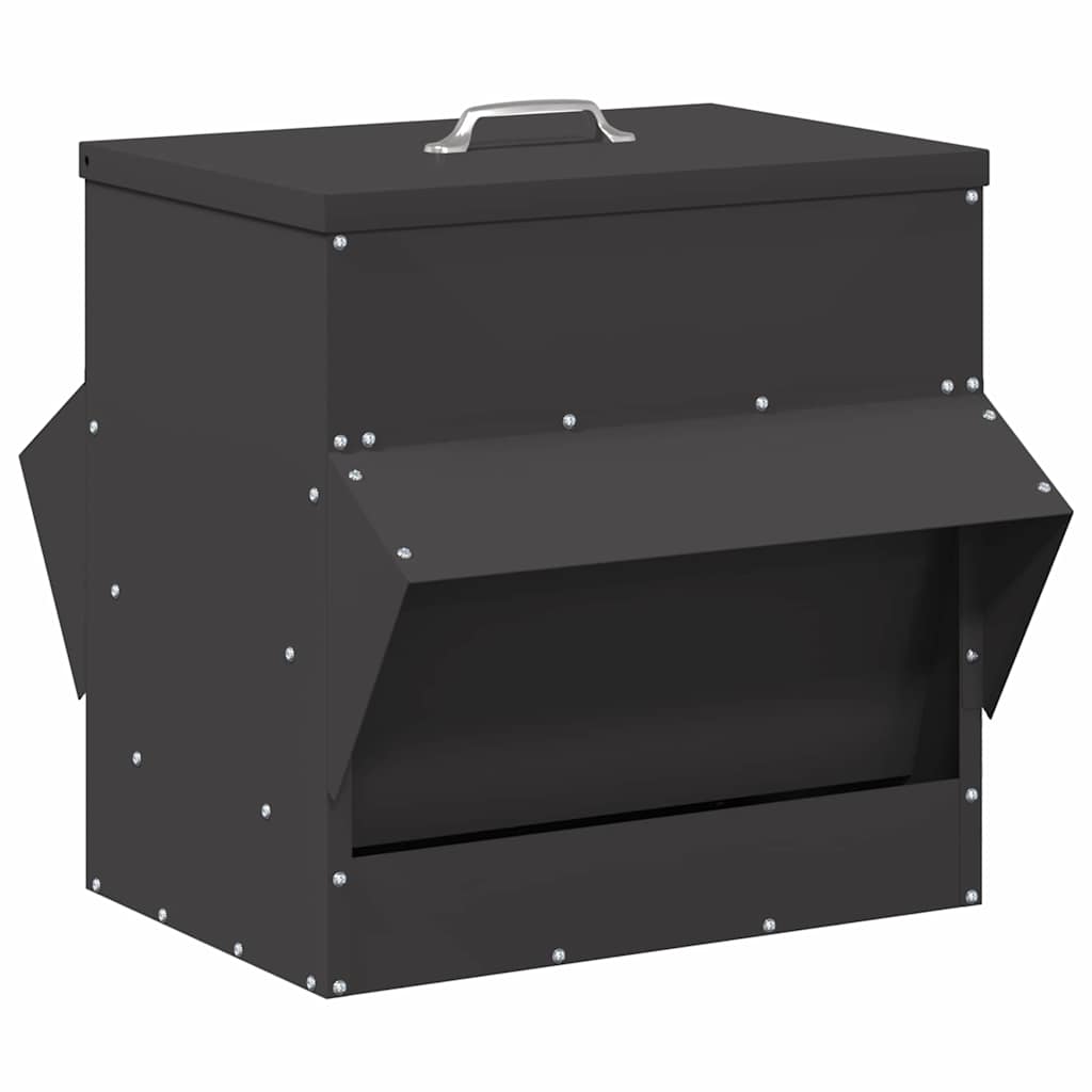Hühnerfütterer Schwarz 40,5 x 45 x 41 cm Kaltgewalzter Stahl