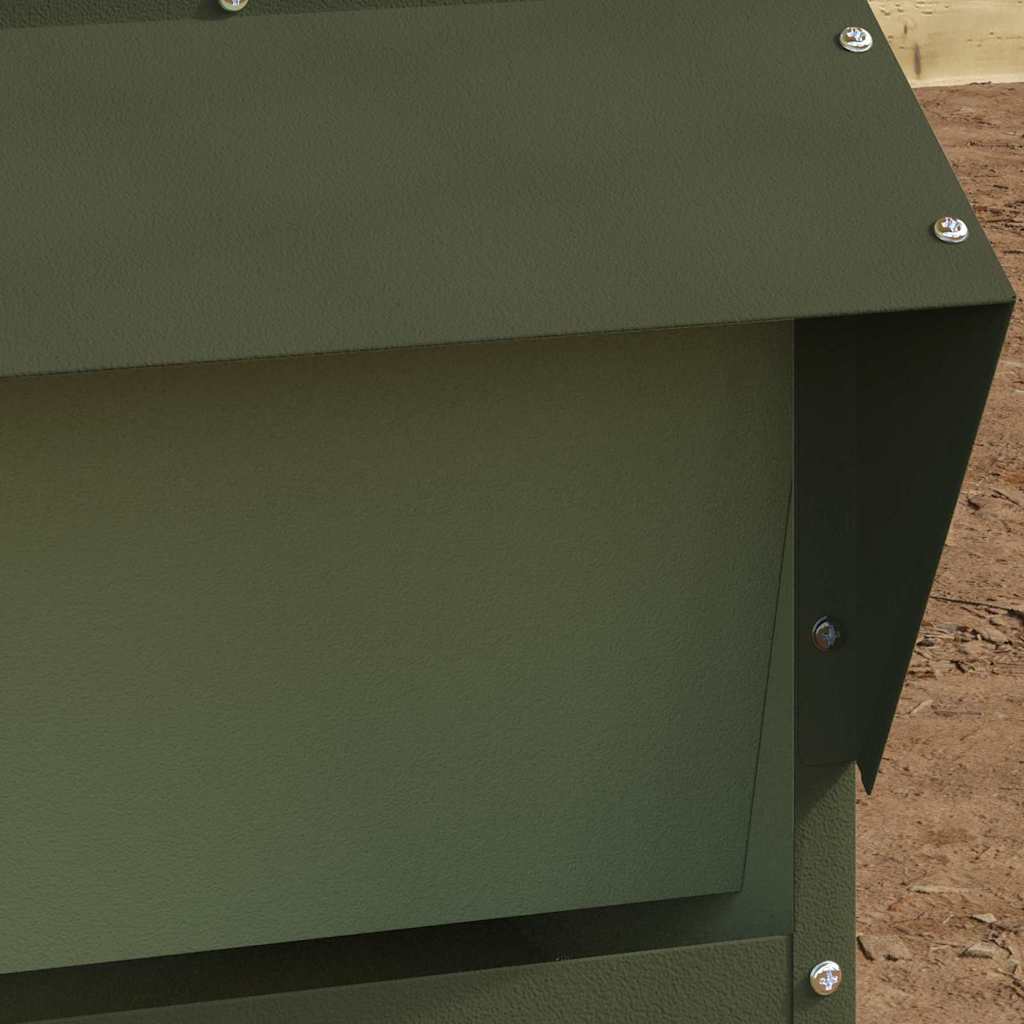 Hühnerfütterer Olive Grün 40,5 x 45 x 41 cm Kaltgewalzter Stahl