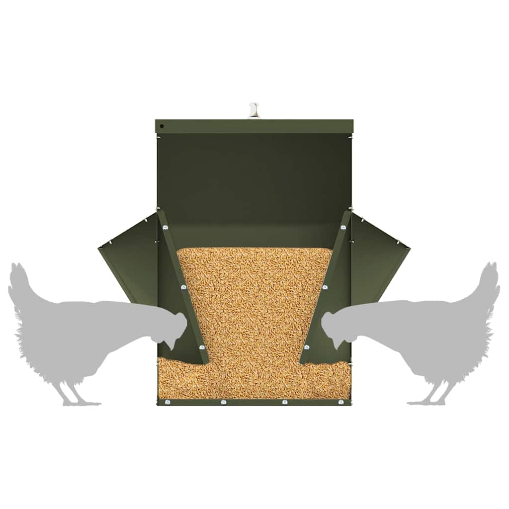 Hühnerfütterer Olive Grün 40,5 x 45 x 41 cm Kaltgewalzter Stahl