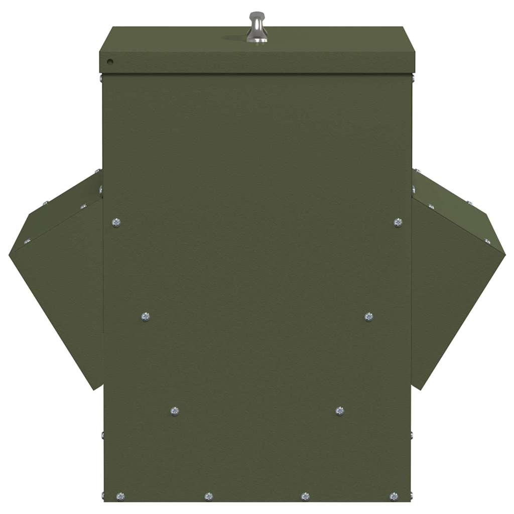Hühnerfütterer Olive Grün 40,5 x 45 x 41 cm Kaltgewalzter Stahl