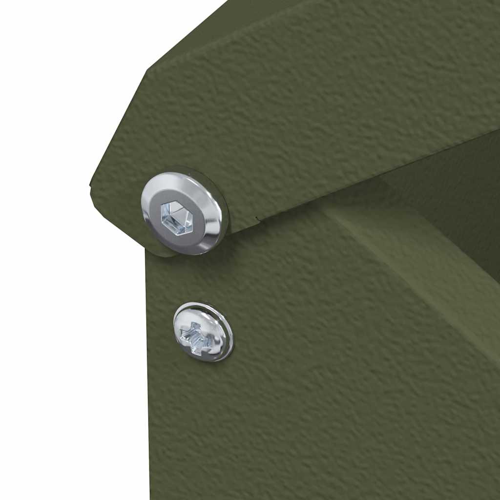 Hühnerfütterer Olive Grün 13 x 12 x 51 cm Kaltgewalzter Stahl