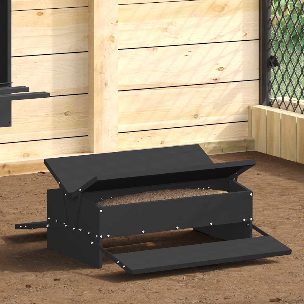Hühnertretfeeder Schwarz 75 x 53 x 20,5 cm Kaltgewalzter Stahl