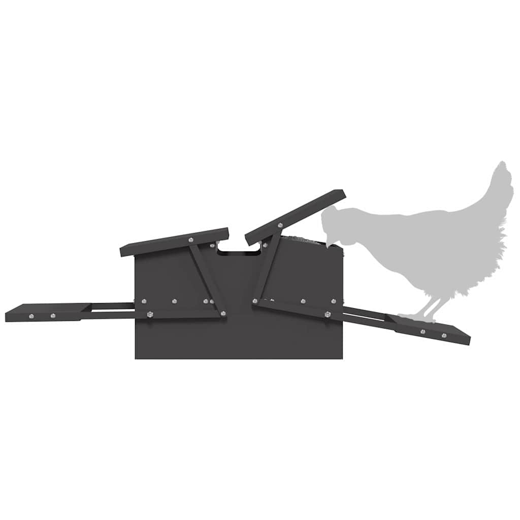 Hühnertretfeeder Schwarz 75 x 53 x 20,5 cm Kaltgewalzter Stahl