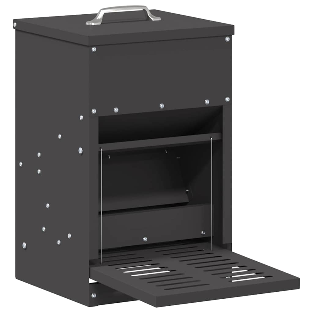 Hühnertretfeeder Schwarz 25 x 42 x 40 cm Kaltgewalzter Stahl