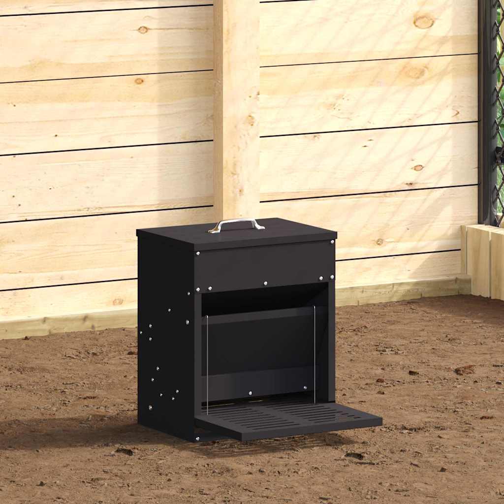 Hühnertretfeeder Schwarz 33 x 42 x 40 cm Kaltgewalzter Stahl