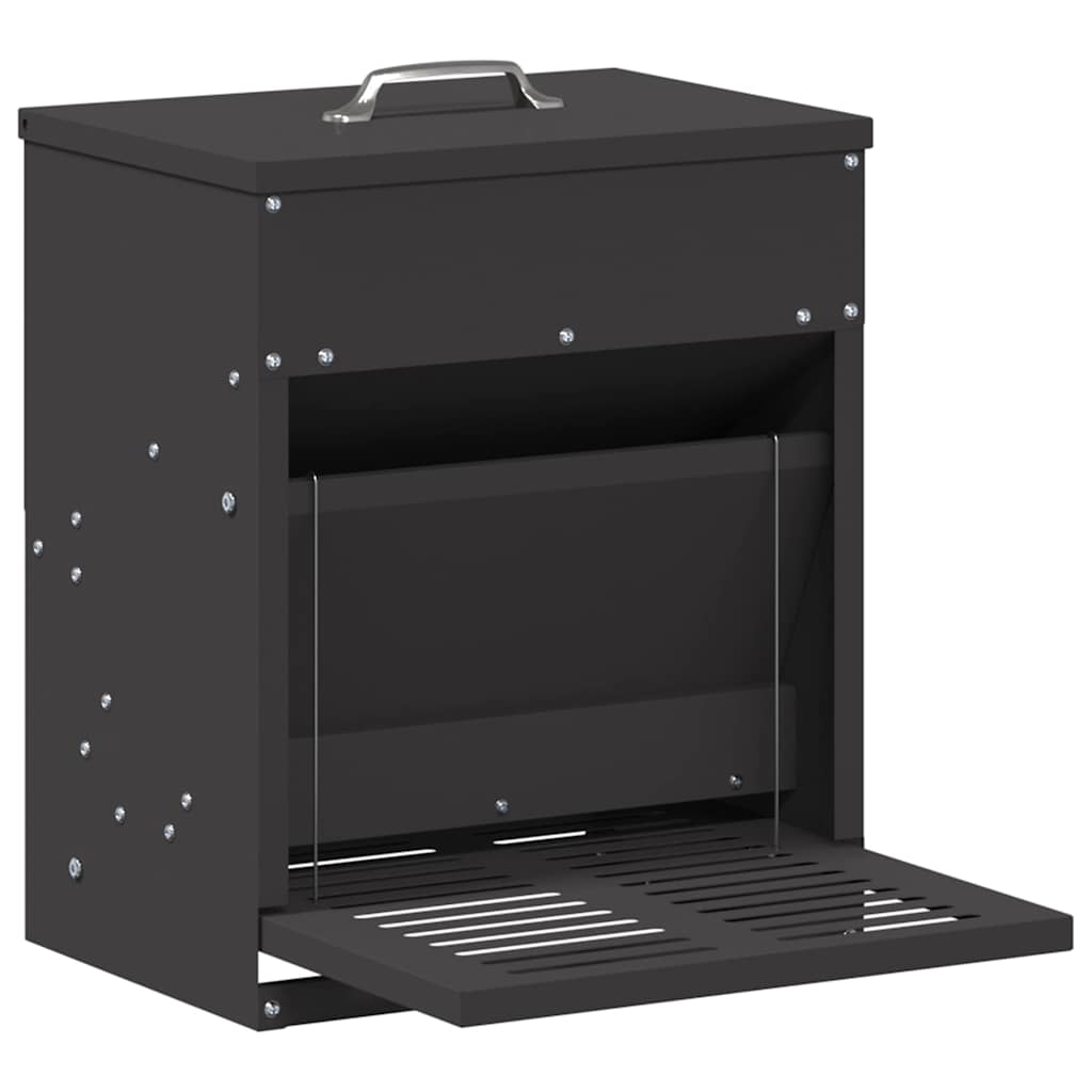 Hühnertretfeeder Schwarz 33 x 42 x 40 cm Kaltgewalzter Stahl
