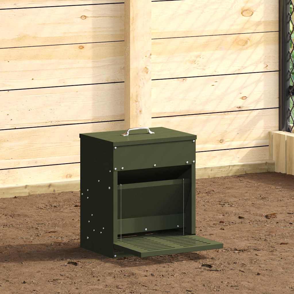 Hühnertretfeeder Olive Grün 33 x 42 x 40 cm Kaltgewalzter Stahl