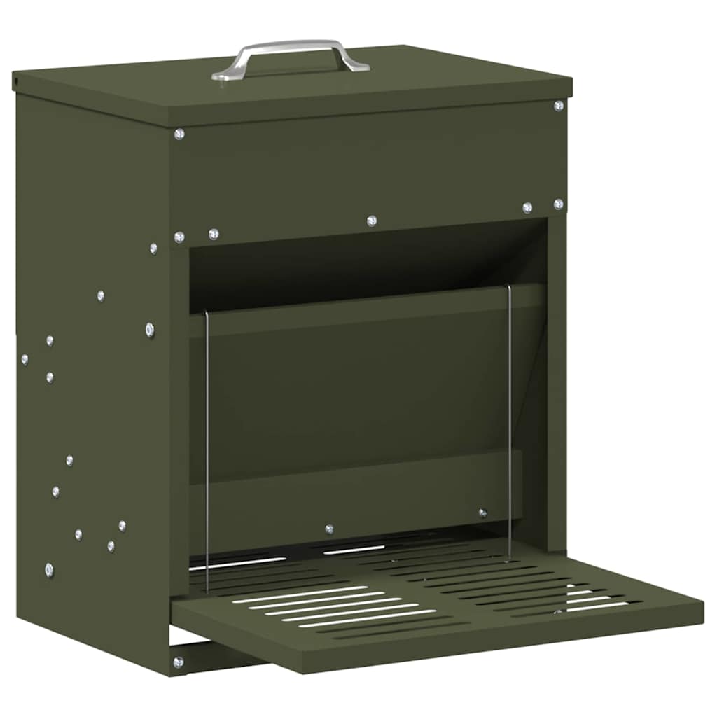 Hühnertretfeeder Olive Grün 33 x 42 x 40 cm Kaltgewalzter Stahl