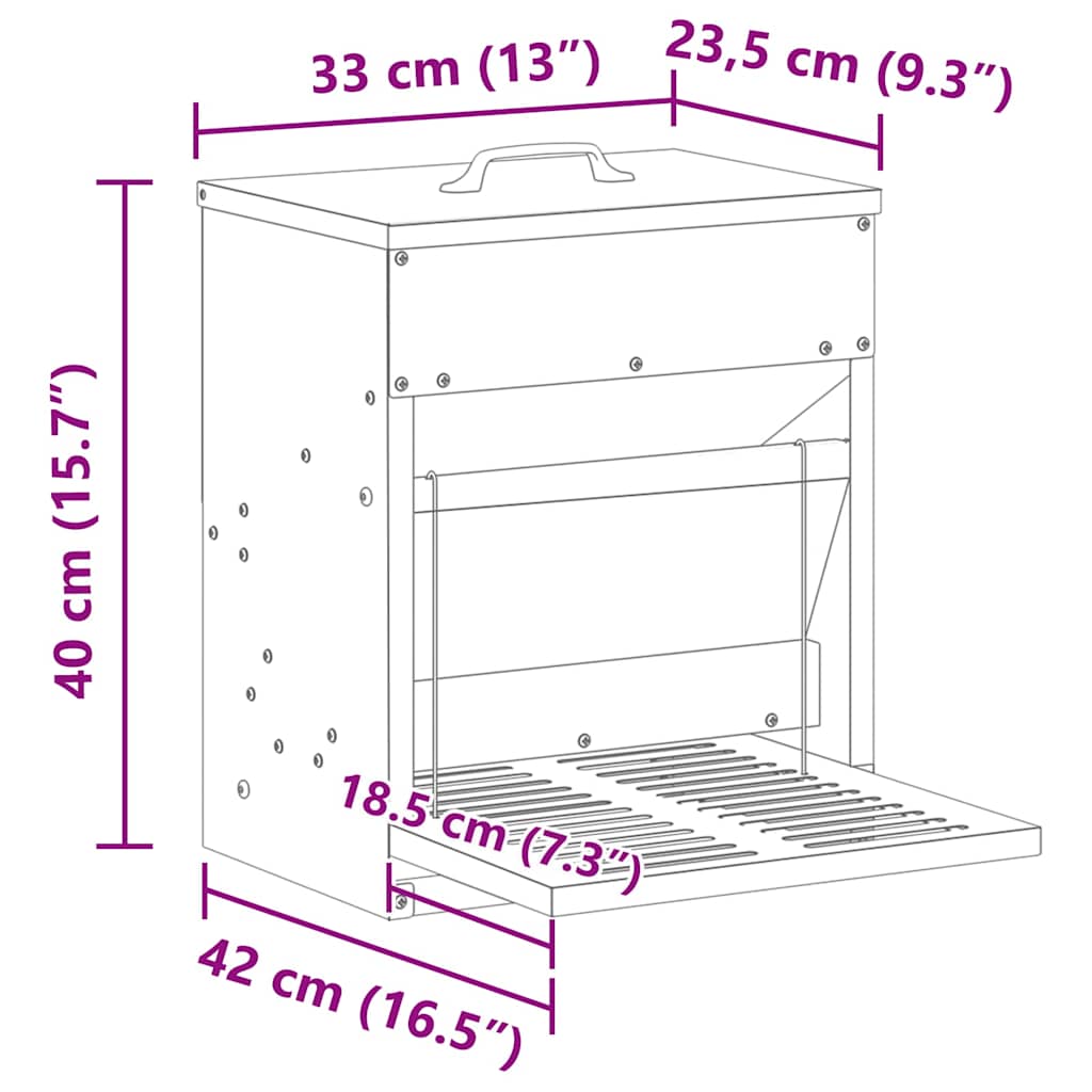 Hühnertretfeeder Silber 33 x 42 x 40 cm Verzinkter Stahl