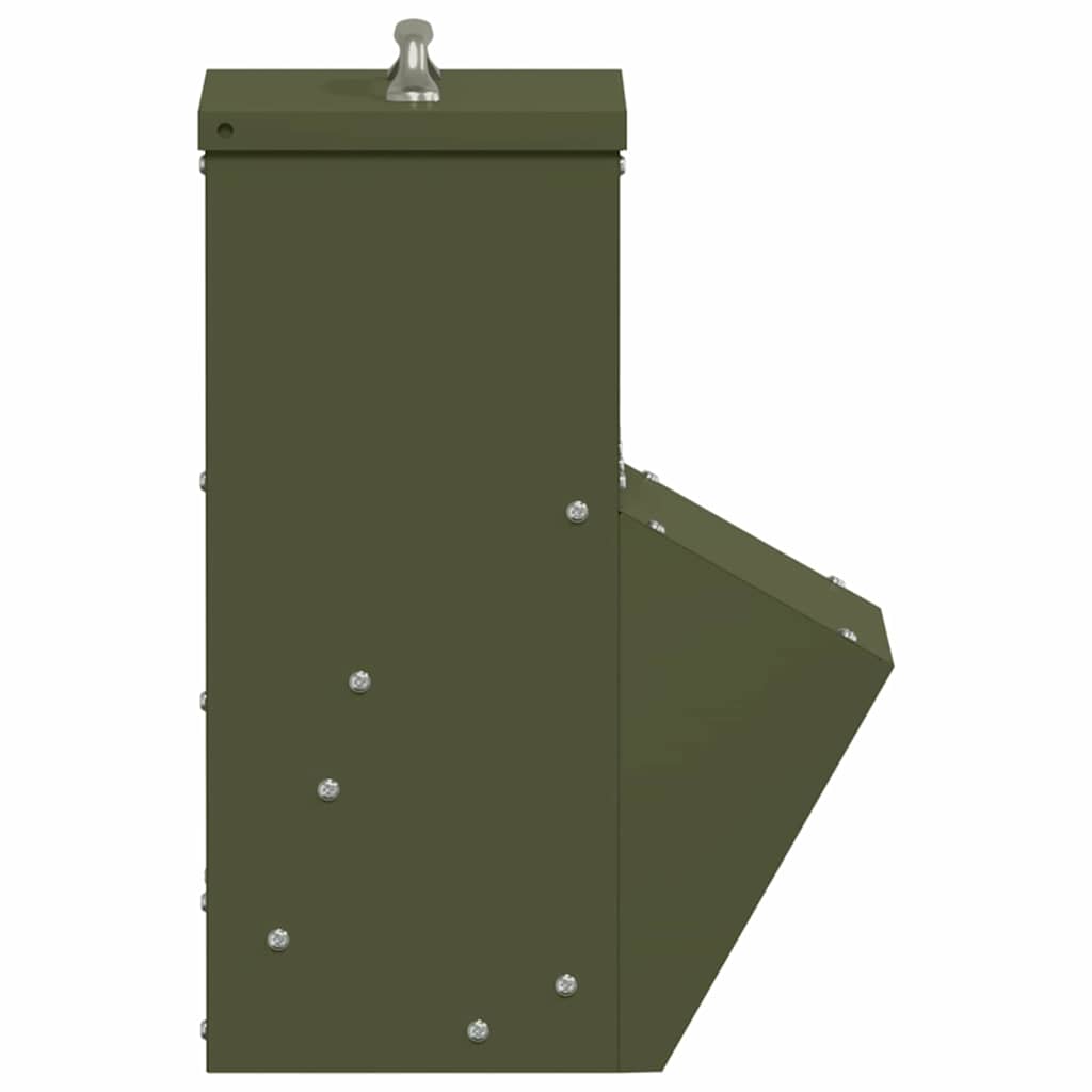 Hühnerfütterer Olive Grün 20 x 25 x 35 cm Kaltgewalzter Stahl