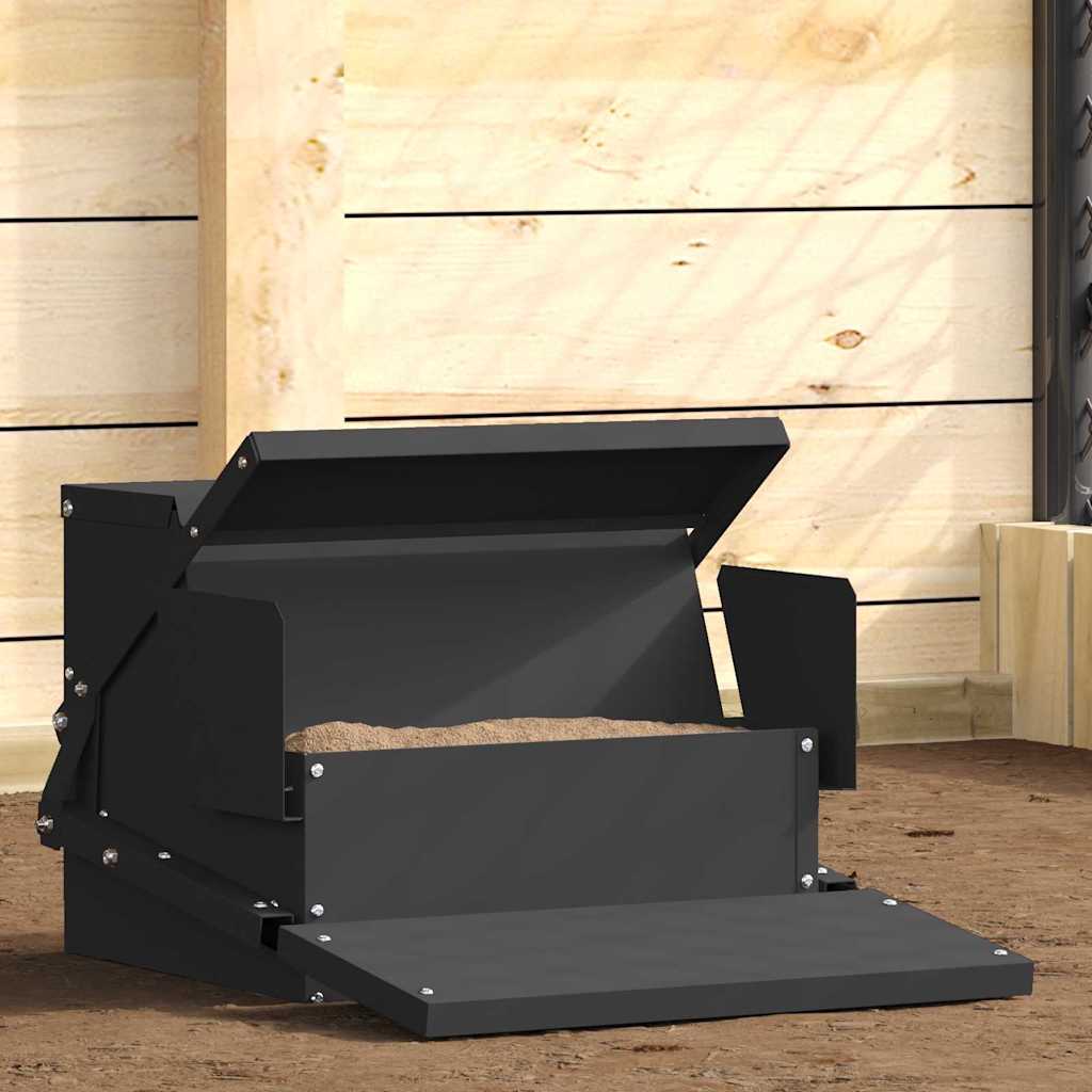 Hühnertretfeeder Schwarz 50 x 40 x 29 cm Kaltgewalzter Stahl