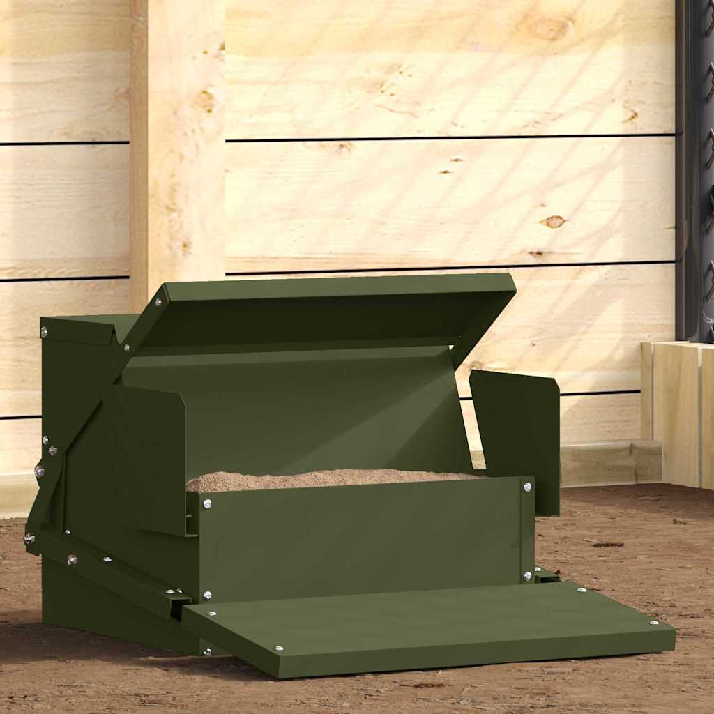 Hühnertretfeeder Olive Grün 50 x 40 x 29 cm Kaltgewalzter Stahl