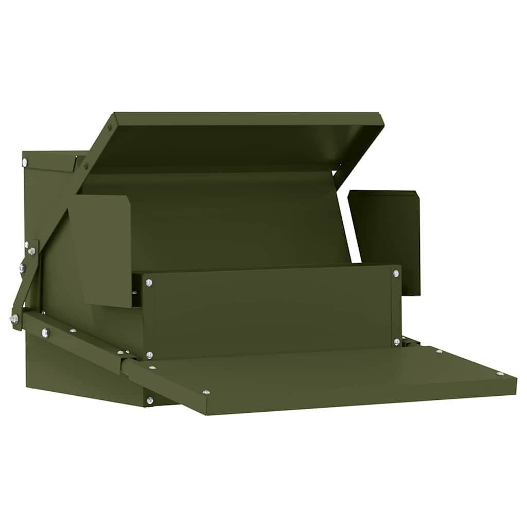 Hühnertretfeeder Olive Grün 50 x 40 x 29 cm Kaltgewalzter Stahl